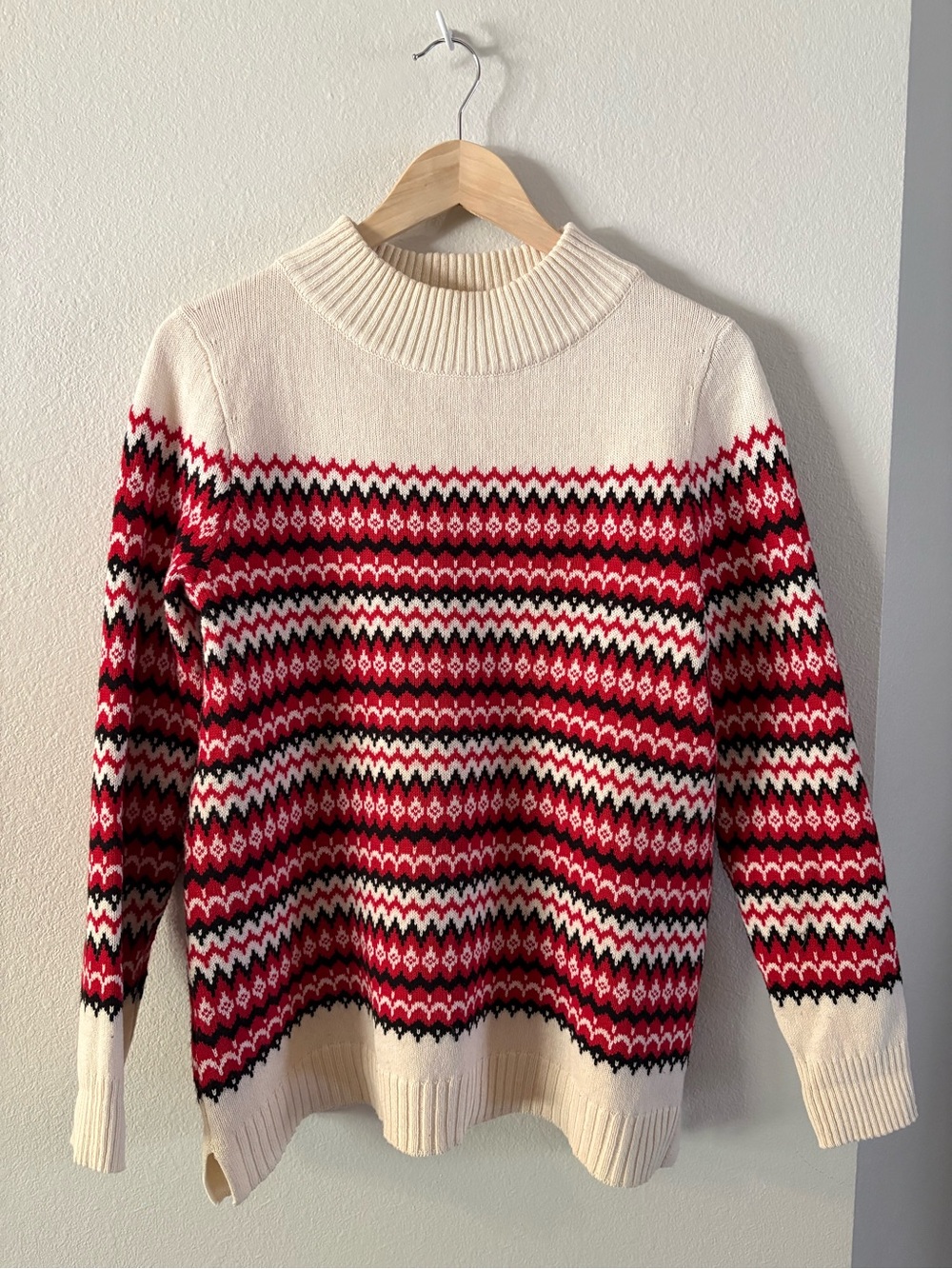 Holiday Cabincore Chalet Fair Isle Sweater wool cotton blend Talbots Medium
